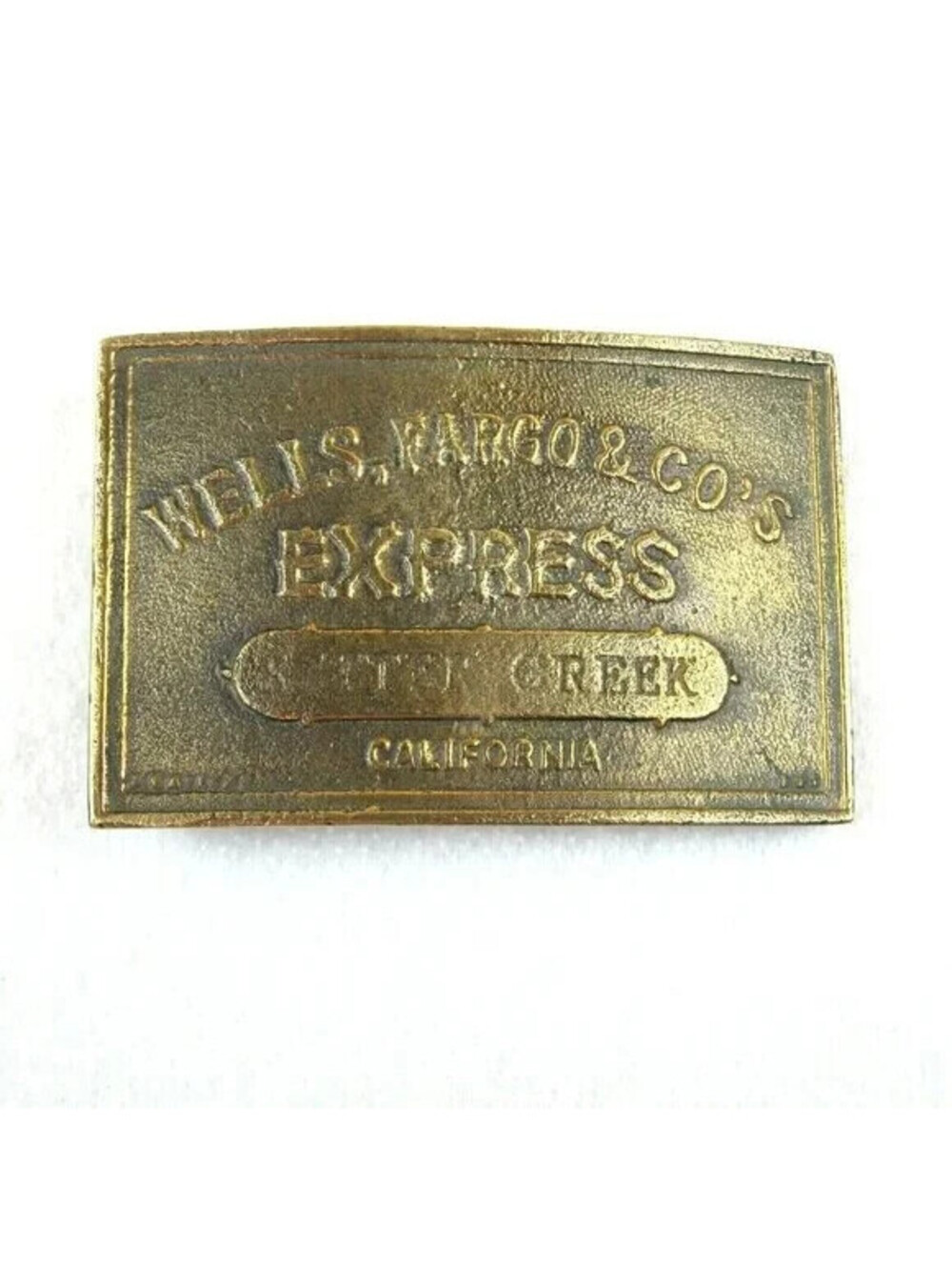 Vintage Belt Buckle Wells Fargo Express Sutter Creek California Gold tone Metal